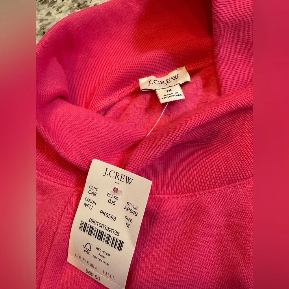 J. Crew Vibrant Pink‎ Buttoned Cowl Neck Sweater